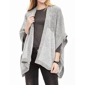 Size M/L BANANA REPUBLIC Grey Birdseye Sweater Poncho Cardigan Merino Wool Blend